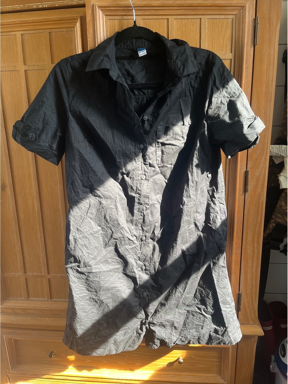 Old Navy Black Button-Up Shirt Dress XS